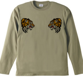 向かい合う2匹のタイガー(虎) デザインTシャツ & ジップUPパーカー