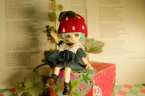 PARABOX・プチフェアリーをメイクした、ふうちゃん。イチゴのお洋服を着て、イチゴの妖精さんになりました。