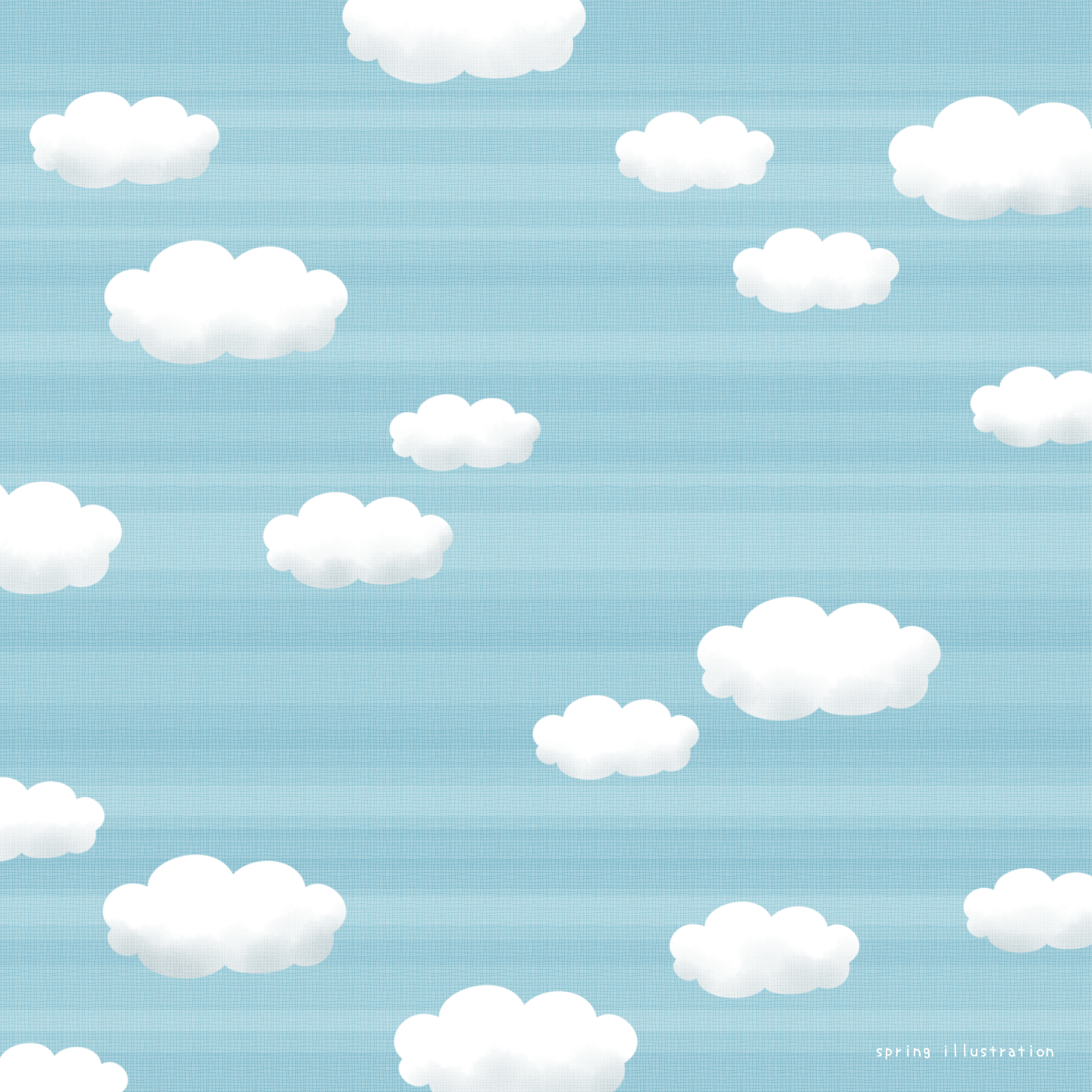 【わた雲】空のイラストましかく壁紙