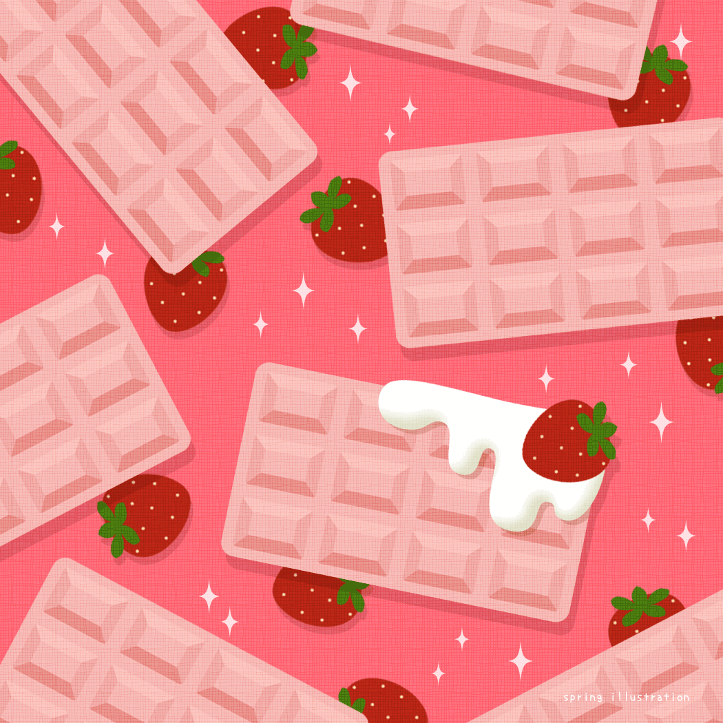【いちごチョコレート】お菓子のイラストましかく壁紙