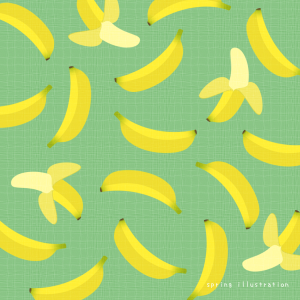 【バナナ】果物のイラストましかく壁紙