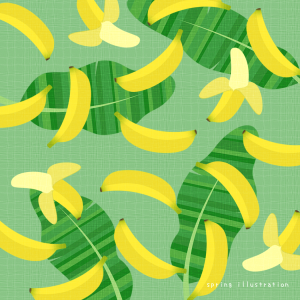 【バナナ】果物のイラストましかく壁紙
