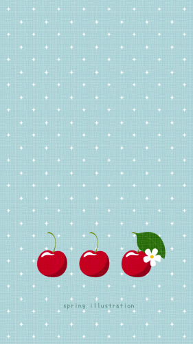 【さくらんぼ】果物のイラストスマホ壁紙