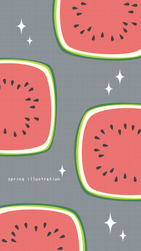 【スイカ】夏の果物のイラストスマホ壁紙