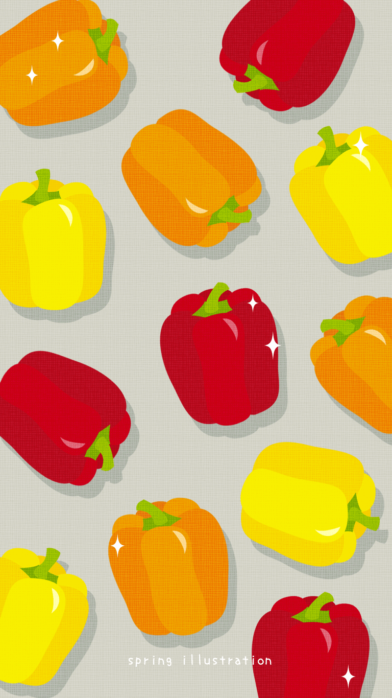 【パプリカ】野菜のイラストスマホ壁紙