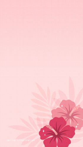 【ハイビスカス】夏の花のイラストスマホ壁紙